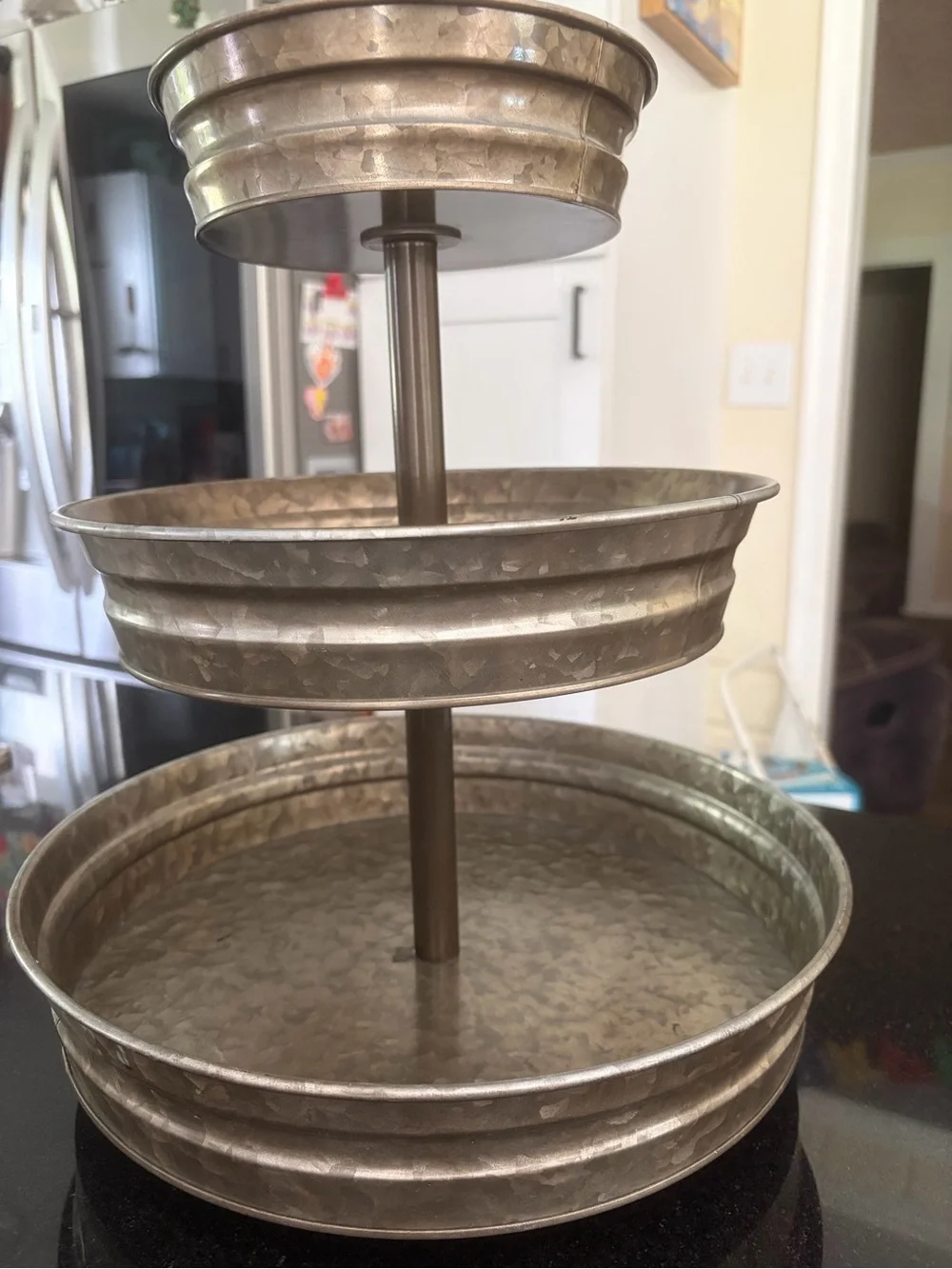 Hobby Lobby Hammered Metal Three-Tier Tray in Silver Gray